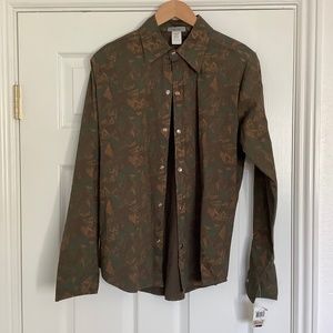 Mens Large NWT 2000s Pop Icon Colthing Long Sleeve Button Shirt Cotton USA Made